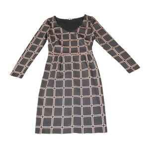 Boden Ponte Knit Sheath Dress Gray Pink Lined V-Neck Classic Career Women Size 6